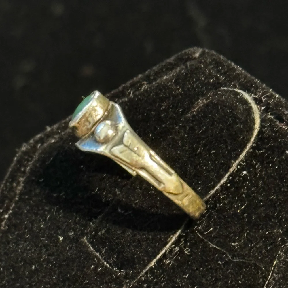 Vintage Native American Turquoise Sterling Silver Midi Knuckle Ring Size 1.75